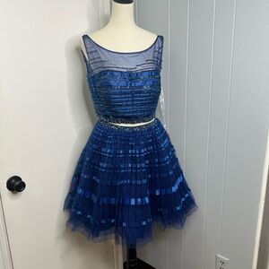 Tony Bowls Blue Sequin Mini Dress